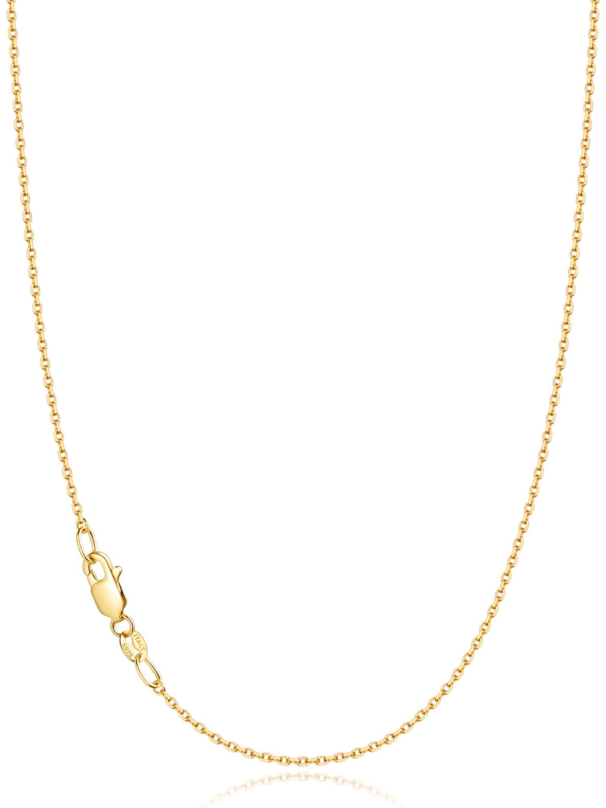 Jewlpire 925 Sterling Silver Cable Chain Necklace for Women – 18 Inch, 1.1mm, Rhodium Plated