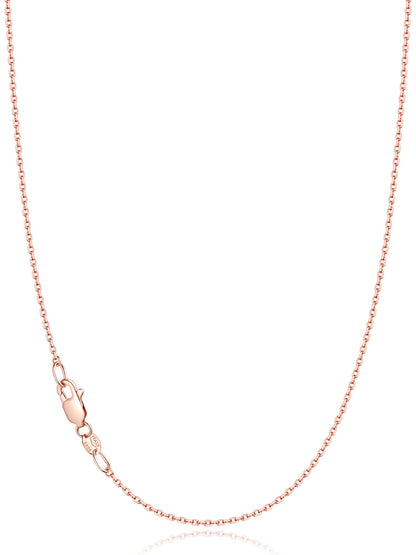 Jewlpire 925 Sterling Silver Cable Chain Necklace for Women – 18 Inch, 1.1mm, Rhodium Plated