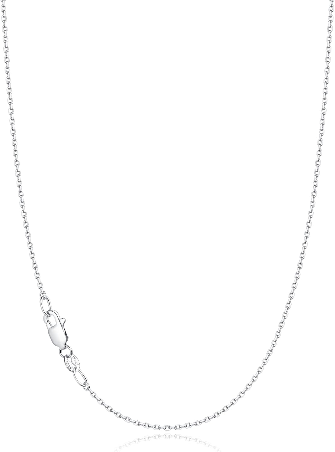 Jewlpire 925 Sterling Silver Cable Chain Necklace for Women – 18 Inch, 1.1mm, Rhodium Plated