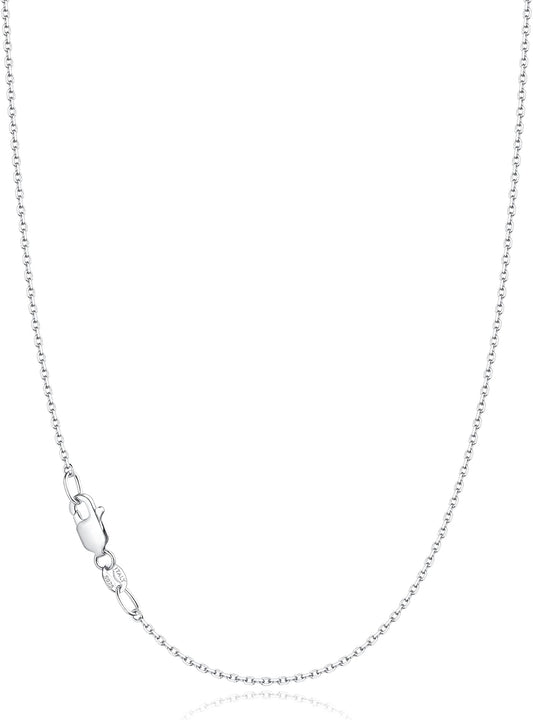 Jewlpire 925 Sterling Silver Cable Chain Necklace for Women – 18 Inch, 1.1mm, Rhodium Plated