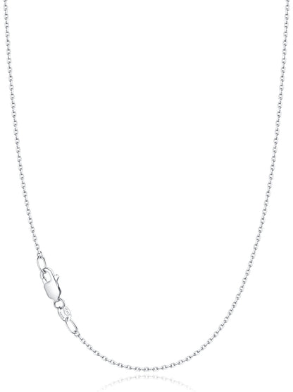 Jewlpire 925 Sterling Silver Cable Chain Necklace for Women – 18 Inch, 1.1mm, Rhodium Plated