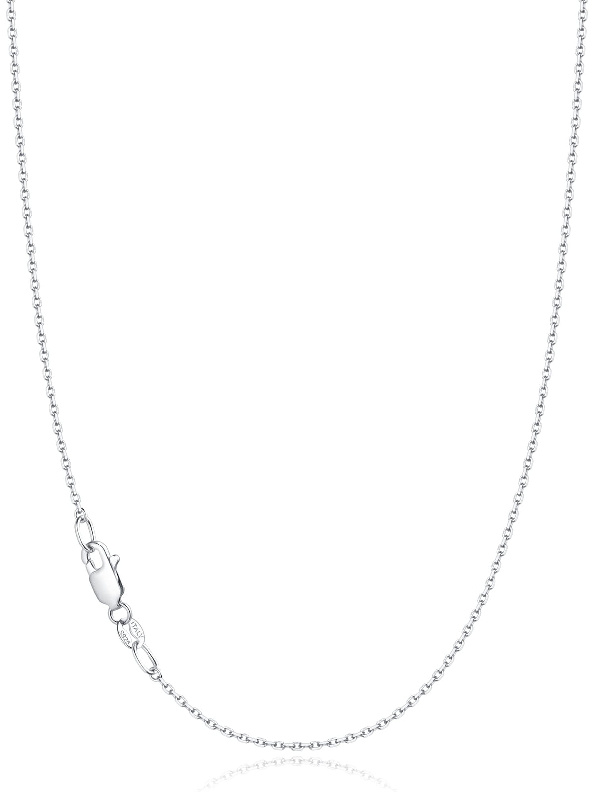 Jewlpire 925 Sterling Silver Cable Chain Necklace for Women – 18 Inch, 1.1mm, Rhodium Plated