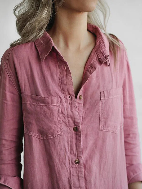 Women's Jumpsuit - Button Down - Long Sleeve Roll Tab - Relaxed Fit - Straight Leg