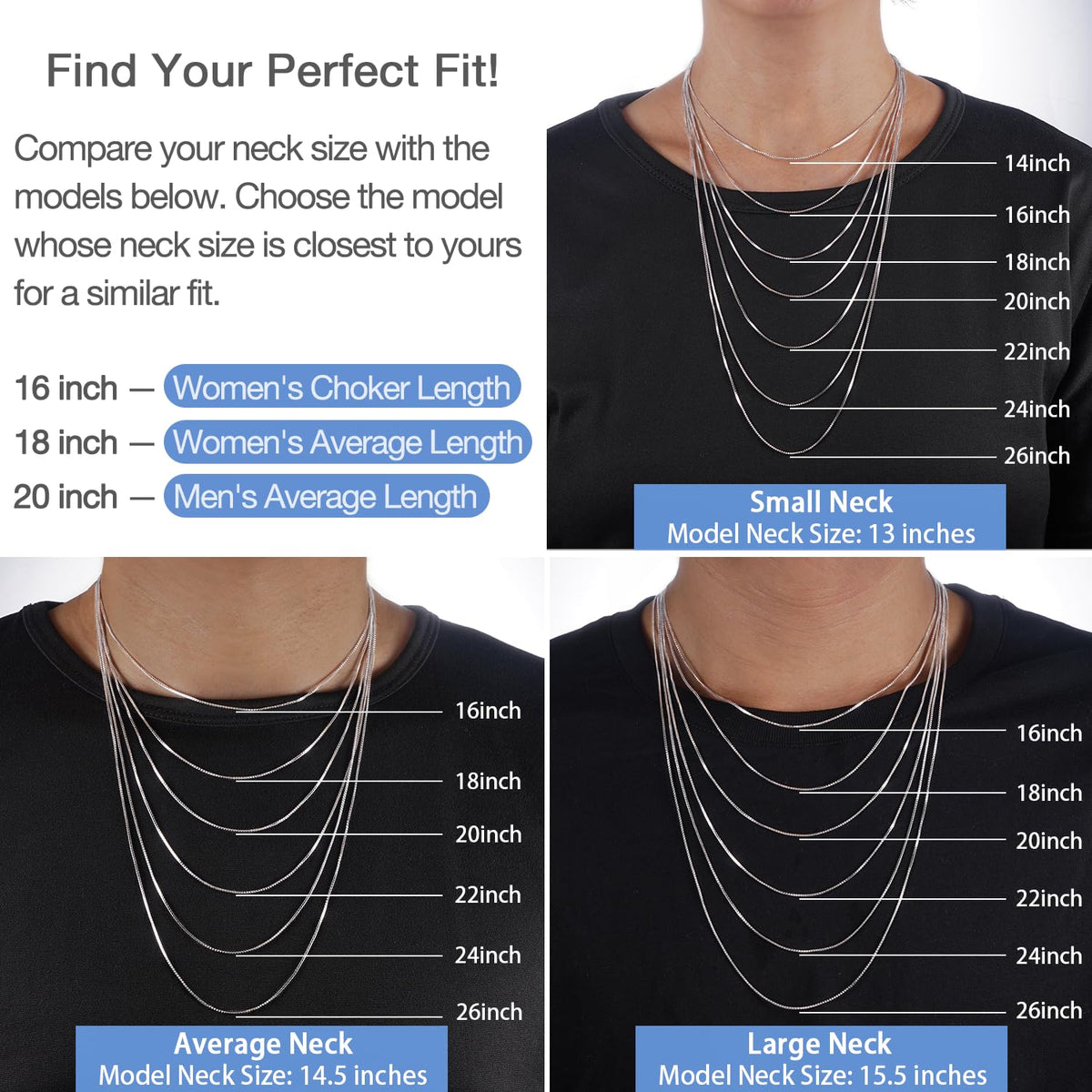 Jewlpire 14K Gold Plated 925 Sterling Silver Box Chain Necklace for Women – 18 Inch, 1.3mm