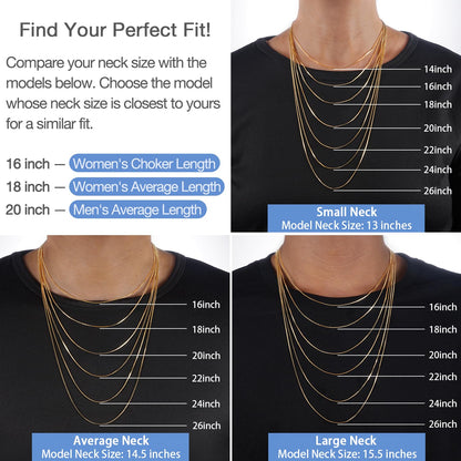 Jewlpire 14K Gold Plated 925 Sterling Silver Box Chain Necklace for Women – 18 Inch, 1.3mm