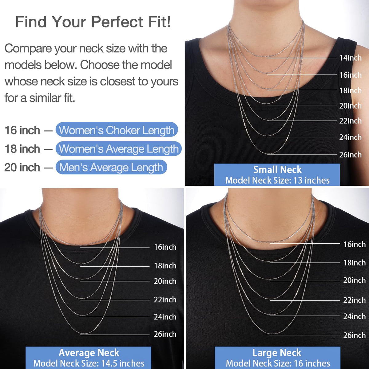 Jewlpire 925 Sterling Silver Cable Chain Necklace for Women – 18 Inch, 1.1mm, Rhodium Plated