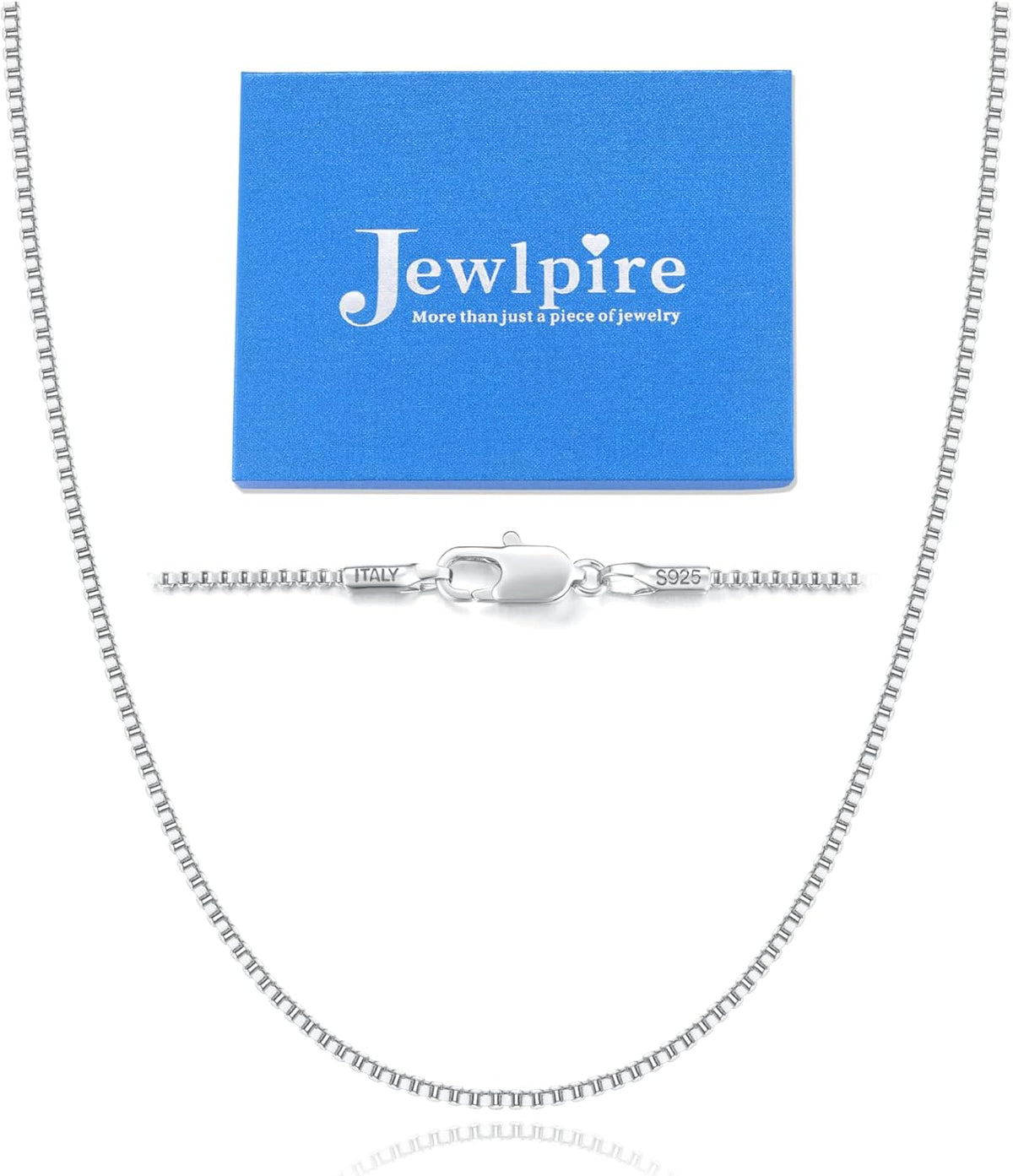 Jewlpire 14K Gold Plated 925 Sterling Silver Box Chain Necklace for Women – 18 Inch, 1.3mm