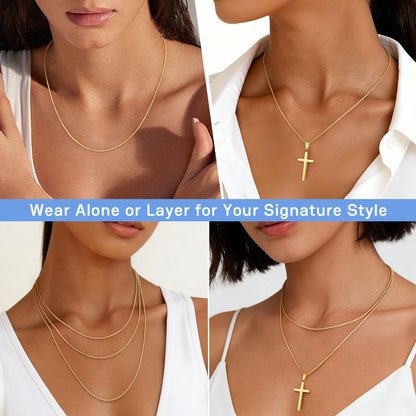 Jewlpire 14K Gold Plated 925 Sterling Silver Box Chain Necklace for Women – 18 Inch, 1.3mm