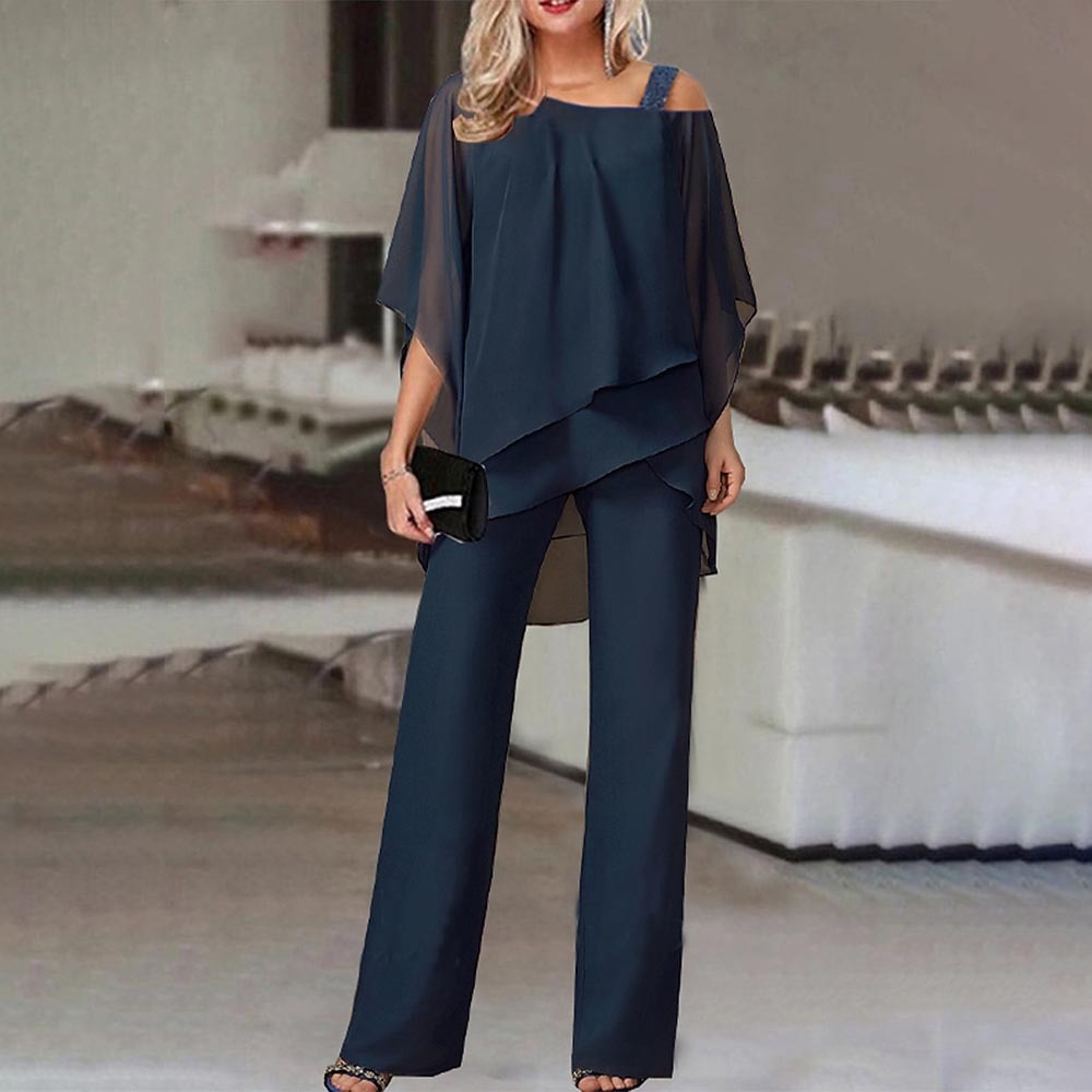 Elegant Women's Cold Shoulder 2-piece Set- Flowy & Stylish